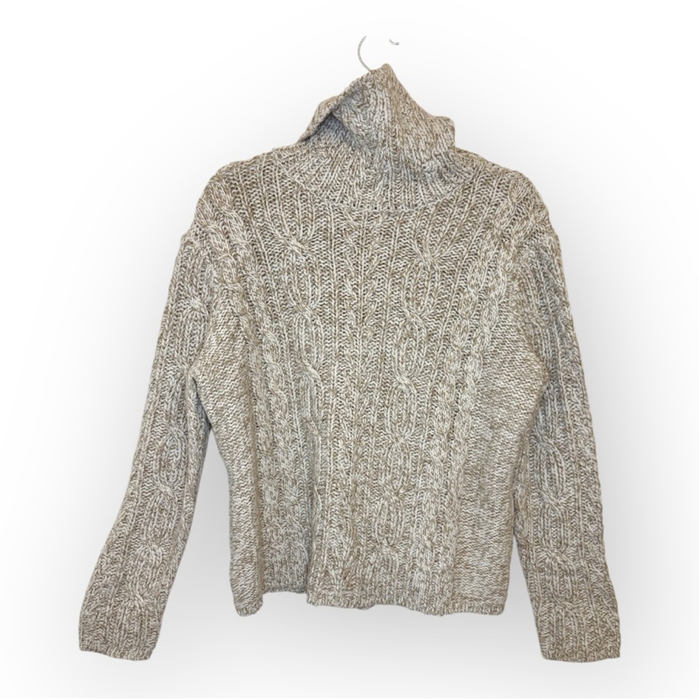 St. John’s Bay Chunky Cable Knit Turtleneck Sweater | XL Neutral Cozy Chic